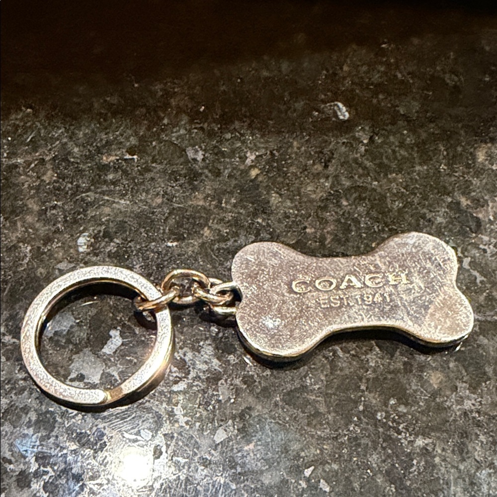 Coach Silver Dog Bone Keychain